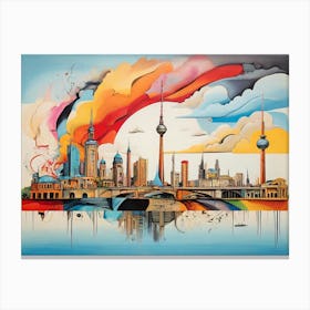 Berlin Skyline in dadaism style Canvas Print