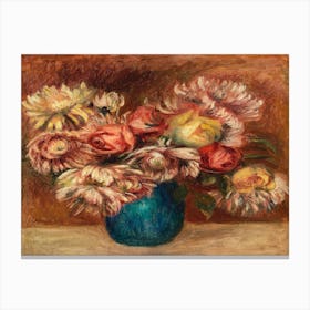 Flowers In A Green Vase, Pierre Auguste Renoir 1 Canvas Print