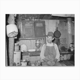 Resident Of Tin Town, Caruthersville, Missouri, In His Shack Home By Russell Lee Canvas Print