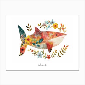 Little Floral Shark 2 Poster Canvas Print