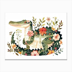 Little Floral Alligator 1 Canvas Print