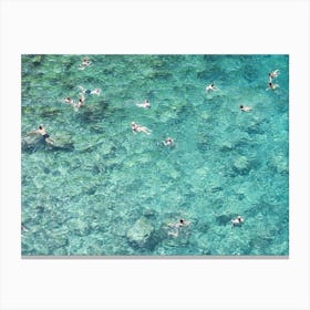 People Swimming In Turquoise Clear Water Canvas Print