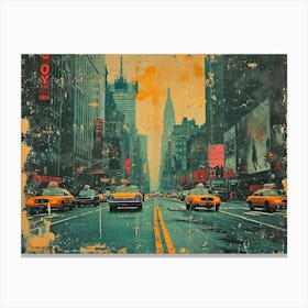 Urban Rhapsody: Collage Narratives of New York Life. New York City Taxis Canvas Print