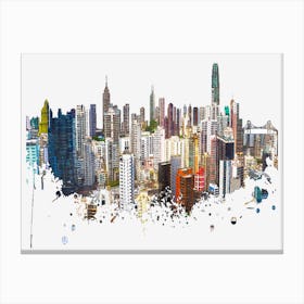 Hong Kong Skyline Watercolor Painting Poster Canvas Print