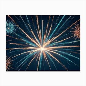 Abstract Image Of Colorful Fireworks Exploding In The Night Sky, Creating A Bright And Festive Display Canvas Print