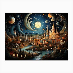 Night In The City of Istanbul Canvas Print