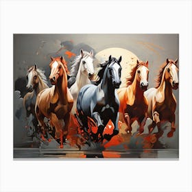 Horses galloping in a field. 2 Canvas Print