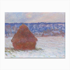 Stack Of Wheat, Snow Effect, Overcast Day (1890–1891), Claude Monet Canvas Print