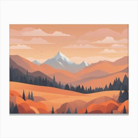 Misty mountains horizontal background in orange tone 93 Canvas Print