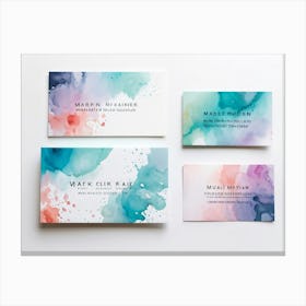 Bundle Of Creative Business Cards Featuring Watercolor Splashes Bursts Of Vibrant Colors In Shades (1) 2 Canvas Print