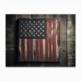 American Flag Rendered In Black And White With Subtle Red Stars Against A Smudged Vintage Backdrop R (1) Canvas Print