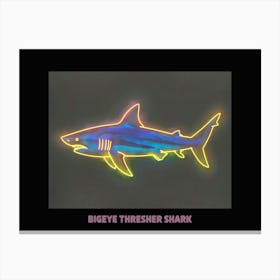 Neon Pink Bigeye Thresher Shark Poster 3 Canvas Print