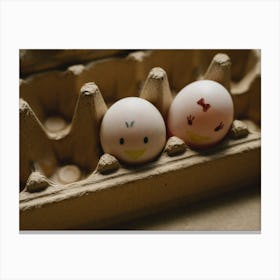 Two Eggs In A Carton Canvas Print