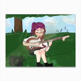 Girl Playing Guitar Canvas Print