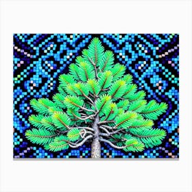 Pine Tree On A Blue Background Canvas Print