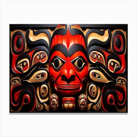 Queen Charlotte Island Totem Art 1 - Totem Mask Canvas Print
