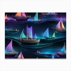 Colorful Sailboats Canvas Print