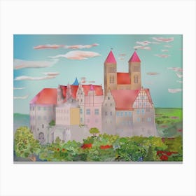 Landscape With Quedlinburg Abbey In Germany Canvas Print