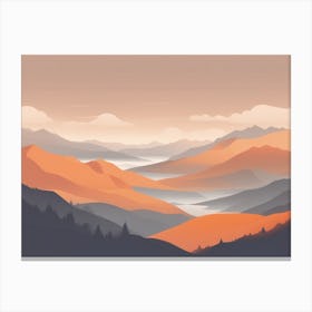 Misty mountains horizontal background in orange tone 107 Canvas Print