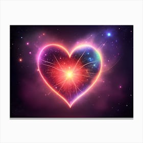 A Colorful Glowing Heart On A Dark Background Horizontal Composition 36 Canvas Print