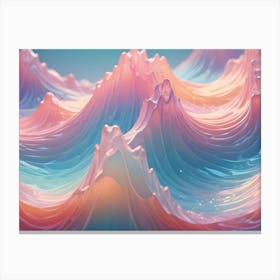 Abstract Design Featuring Flowing, Pink And Blue Waves Canvas Print