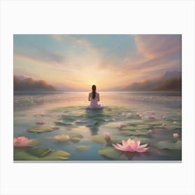 Meditating Woman In Water Canvas Print