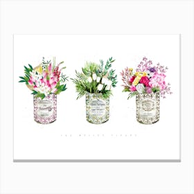 Florals In Vintage Cans Canvas Print