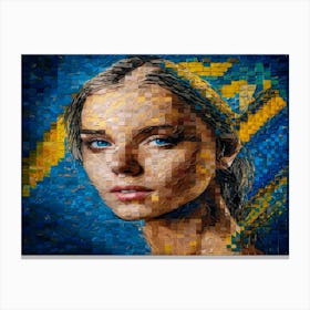 Ukrainian women against the war. Mosaic art. 4 Canvas Print