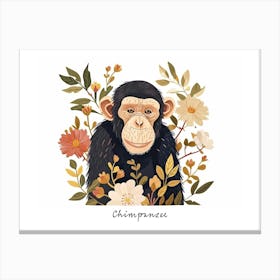 Little Floral Chimpanzee 1 Poster Canvas Print