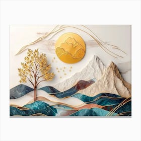 Gold Mountains And Trees Canvas Print