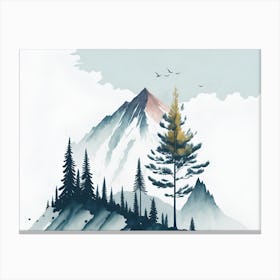 Mountain And Forest In Minimalist Watercolor Horizontal Composition 276 Canvas Print