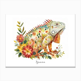Little Floral Iguana 2 Poster Canvas Print