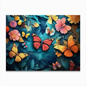 Butterflies In The Garden 1 Canvas Print