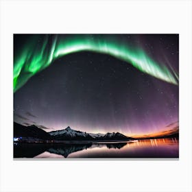 Aurora Borealis Over Fjord Canvas Print