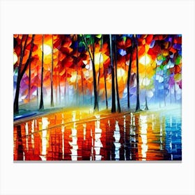 Colorful Trees In The Rain Canvas Print