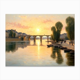 Sunset Over The Seine Canvas Print