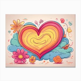 Heart With Flowers Canvas Print