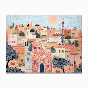 Barcelona Skyline Painting Landscape Canvas Print