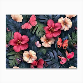 Tropical Flower Wallpaper 1 Canvas Print