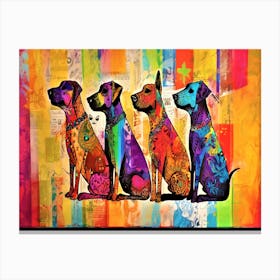 Dogs At Attention - Three Dogs Canvas Print