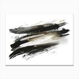 Black And Gold Brushstrokes 4 Canvas Print