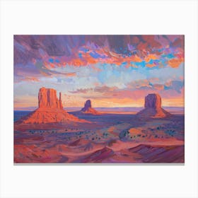 Western Sunset Landscapes Monument Valley Arizona 4 Canvas Print