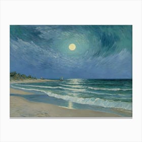 Moonlight Over The Beach 1 Canvas Print