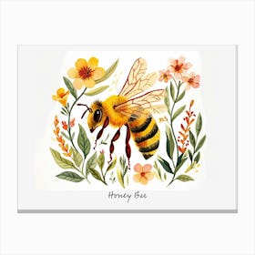 Little Floral Honey Bee 2 Poster Canvas Print
