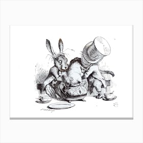 The Mad Hatter And The March Hare Putting The Dormouse In The Teapot Canvas Print
