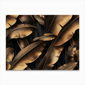 Grunge Bronze Banana Leaves Palm 2 Canvas Print