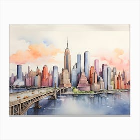 New York Drawing Watercolor 6 Canvas Print