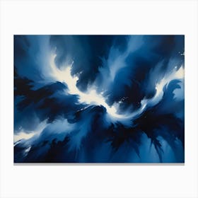 Abstract Image Of Swirling, Flowing Paint In Shades Of Blue And White, Creating A Dynamic And Energetic Design Canvas Print