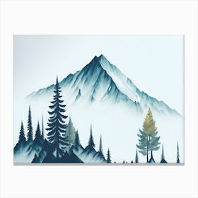 Mountain And Forest In Minimalist Watercolor Horizontal Composition 224 Canvas Print