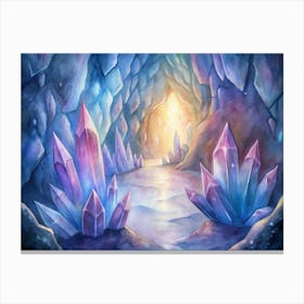 A Glowing Image Of Crystals Forming In Deep Caves (1) Canvas Print